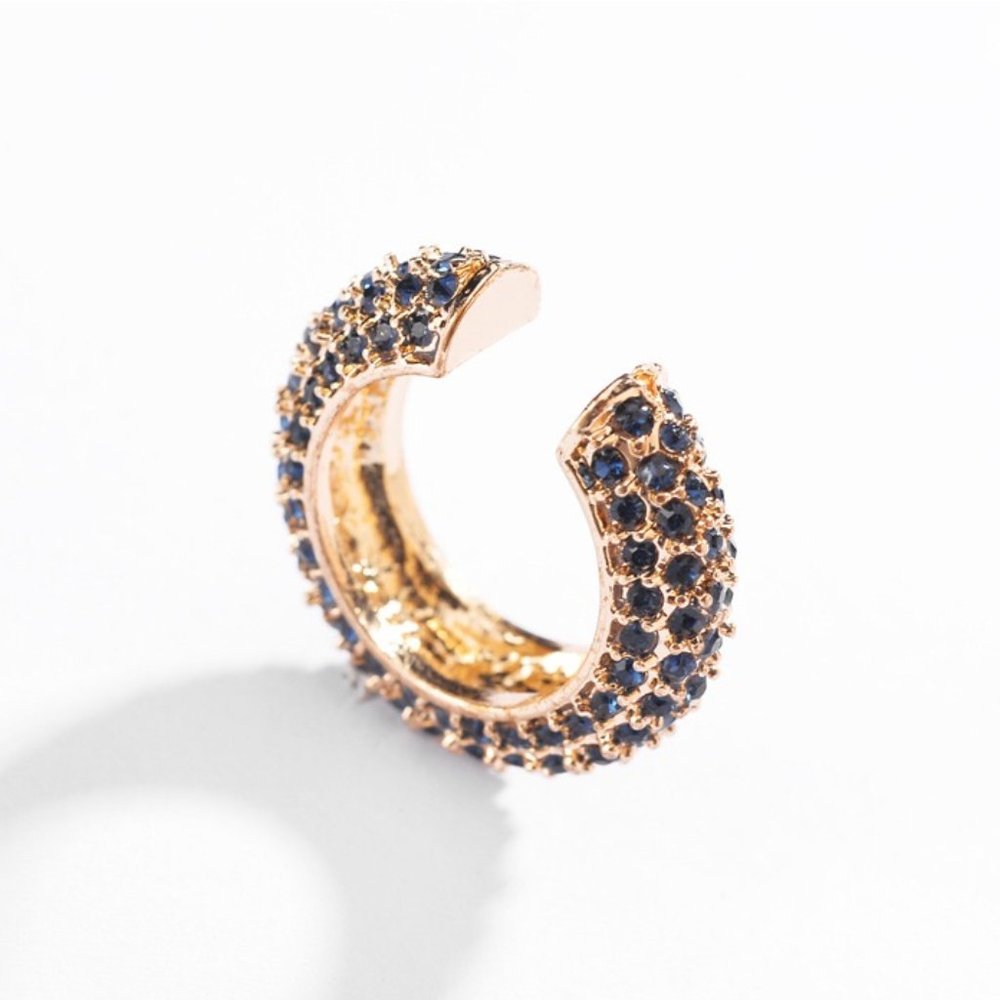 Anthropologie Embellished Single Ear Cuff Navy